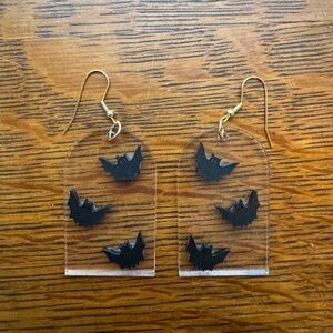 Black Bat Acrylic Earrings